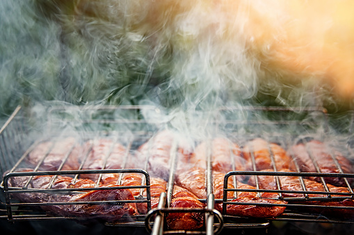 Charcoal BBQ in the Backyard on Grass-Photographed on a Hasselblad H3D11-39 megapixel Camera System