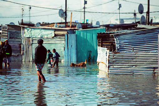 Langa Township, Cape Town, South Africa. 15 June 2022. Residents of Langa township near Cape Town had their shack homes flooded during days of heavy rainfall. Many residents had to evacuate homes.