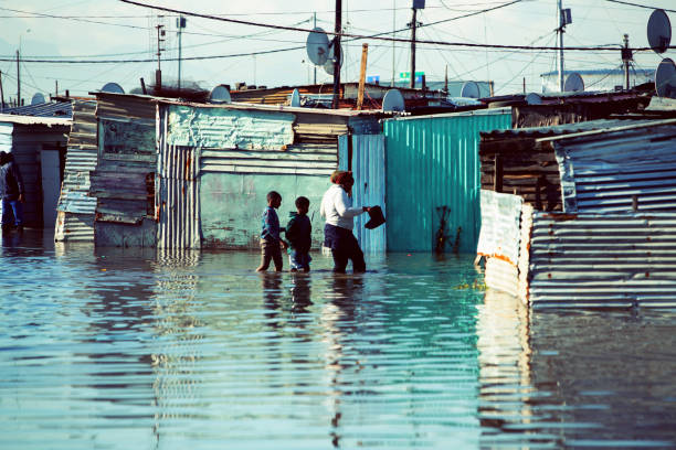 Langa Township, Cape Town, South Africa. 15 June 2022. Residents of Langa township near Cape Town had their shack homes flooded during days of heavy rainfall. Many residents had to evacuate homes.
