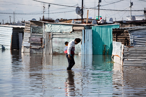 Langa Township, Cape Town, South Africa. 15 June 2022. Residents of Langa township near Cape Town had their shack homes flooded during days of heavy rainfall. Many residents had to evacuate homes.