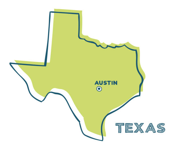 ilustraciones, imágenes clip art, dibujos animados e iconos de stock de mapa vectorial doodle del estado de texas de ee. uu. - texas