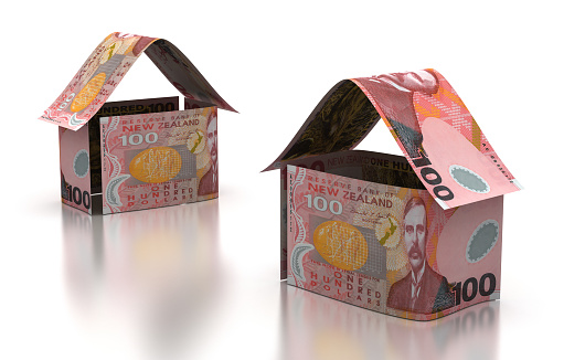 Real Estate With New Zealand Dollar (Isolated on white background)