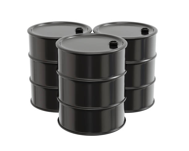 istock 3D Rendering of petroleum oil drum container barrel isolated on white background. 3D Render illustration cartoon style. 1404177084