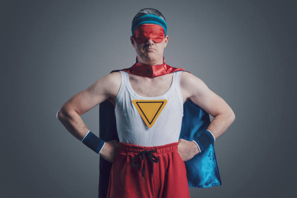 istock Funny superhero wearing a sleep mask 1404178164