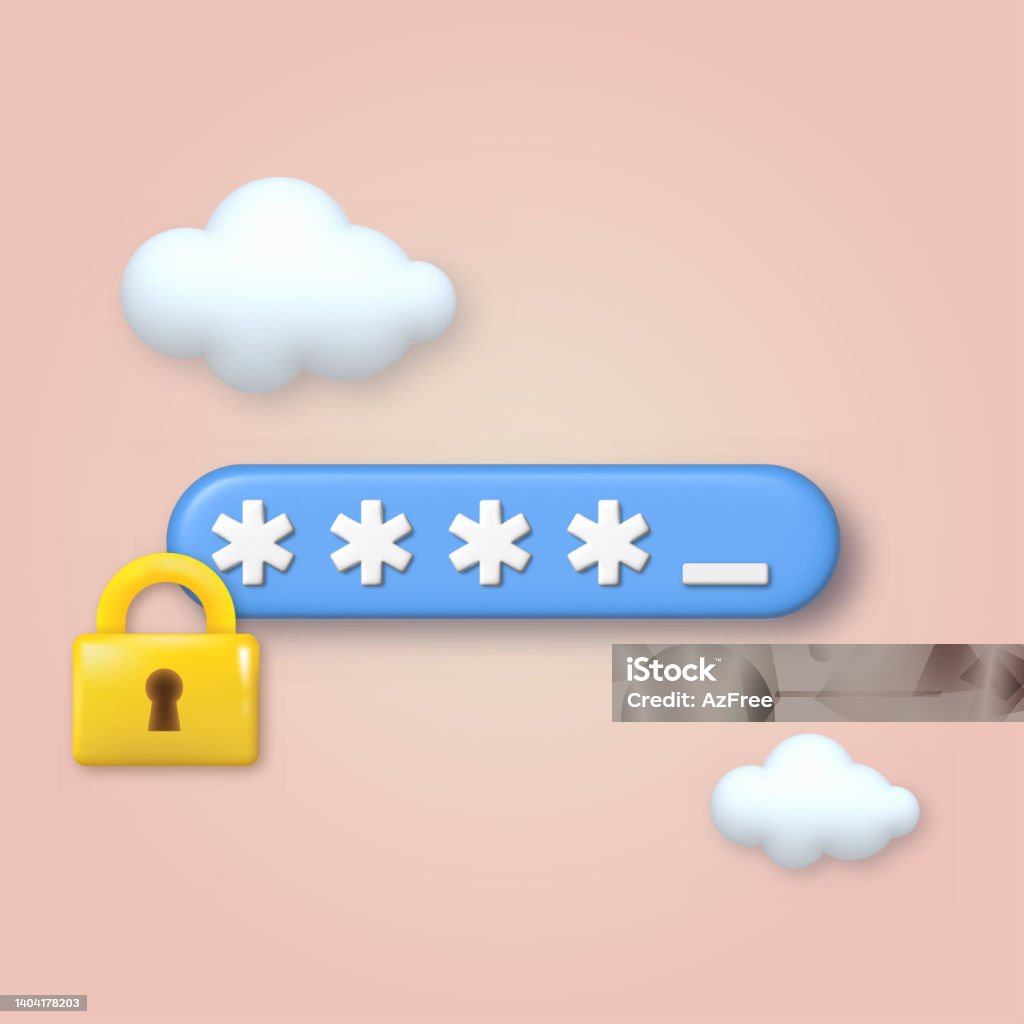 Password Frame 3d Locked Password Field With Padlock Vector Stock Illustration ...