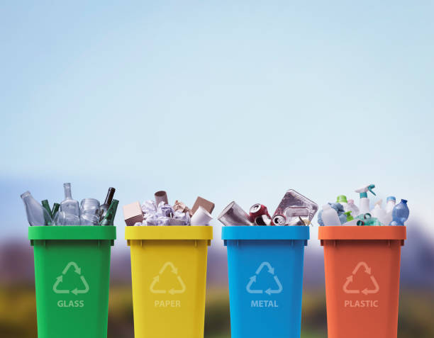 istock Collection of recycling bins with different types of waste 1404178524