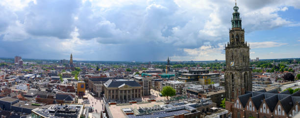 istock Groningen city skyline panoramic view with a dramatic sky above 1404181578