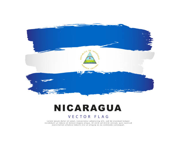 Flag of Nicaragua. Blue and white brush strokes, hand drawn. Vector illustration isolated on white background. Flag of Nicaragua. Blue and white brush strokes, hand drawn. Vector illustration isolated on white background. Colorful symbol of the Nicaragua flag. flag of nicaragua stock illustrations