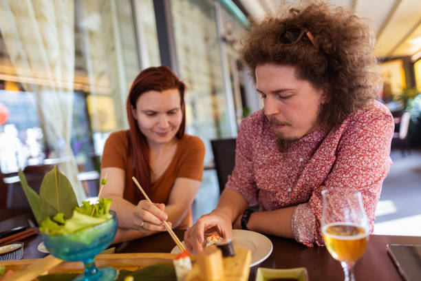 istock Lovely day in a sushi restaurant 1404182479