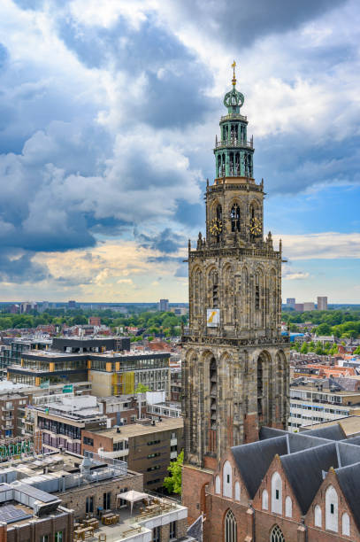 istock Groningen Martini Tower city skyline panoramic view with a dramatic sky above 1404182494