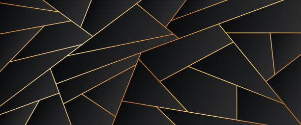 istock illustration of abstract vector background with gold lines and black geometric shapes 1404183200
