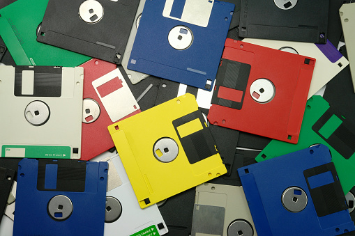 Pila de unidades de disquete vintage photo