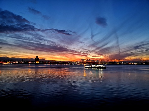 Ferry Across the Mersey at sunset in Liverpool