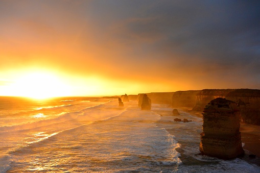 Sunset at the 12 Apostles on the Great Ocean Road, Victoria, Australia