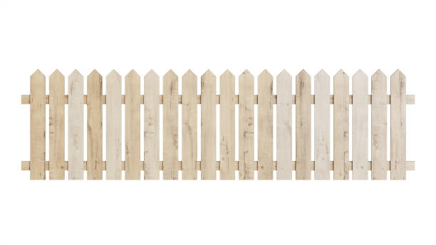 istock Wooden fence on a white background. 3D rendering. 1404185786