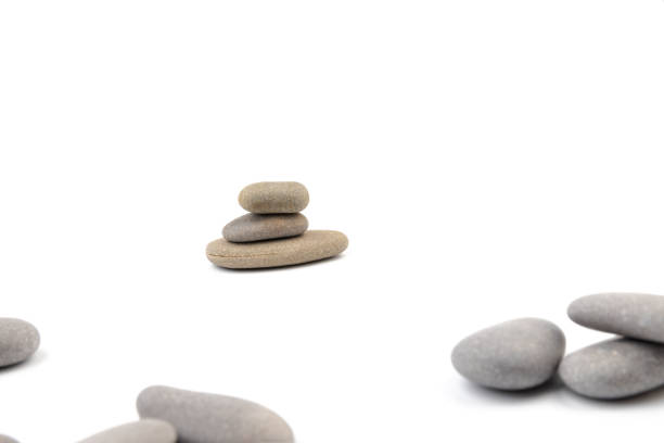 Pile of stones isolated on white background. zen / spa stones studio isolated.