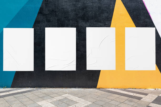 istock geometrical wall and four white glued wrinkled poster templates 1404186839