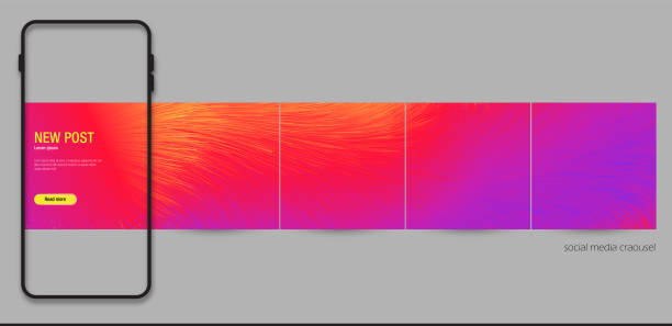 colorful vivid rainbow Instagram social media carousel background template. for creative, innovation, technology, music business. abstract dynamic fluid flow vector banner vector art illustration