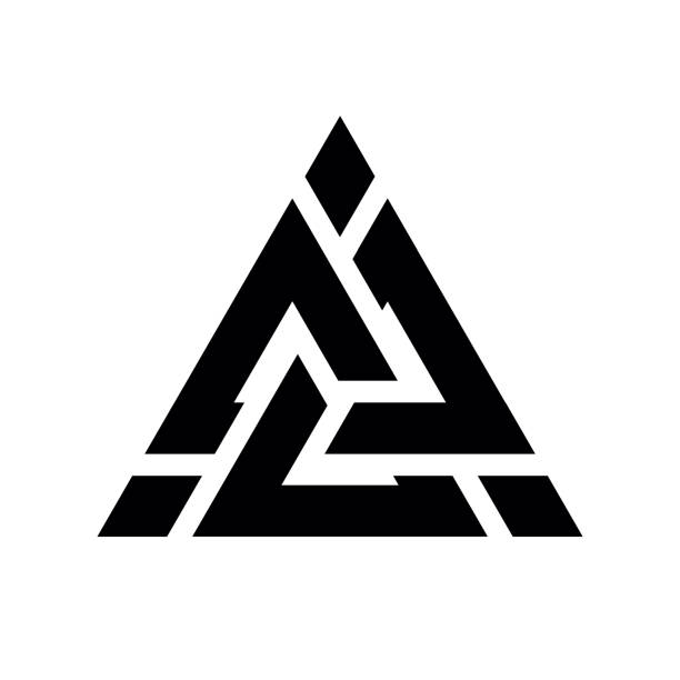 viking valknut znak symblol ikona czarny kolor. przeplatane trójkąty. - geometry mathematics mathematical symbol triangle stock illustrations