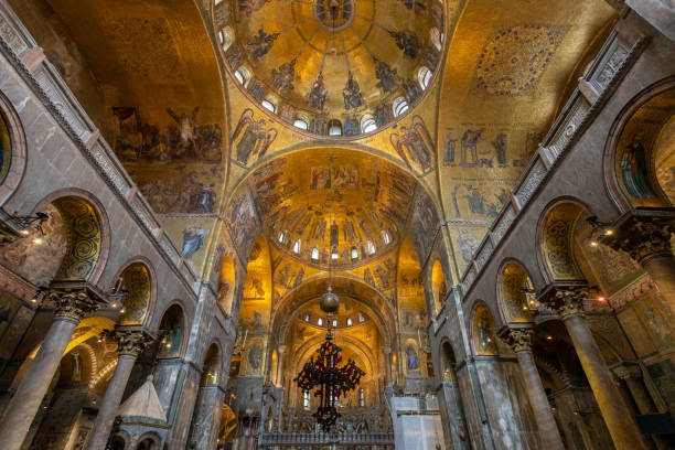 Ceiling mosaics of the St Mark's Basilica in Venice stock photo