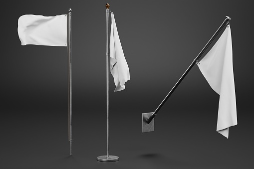 Realistic 3D Render of White Flags