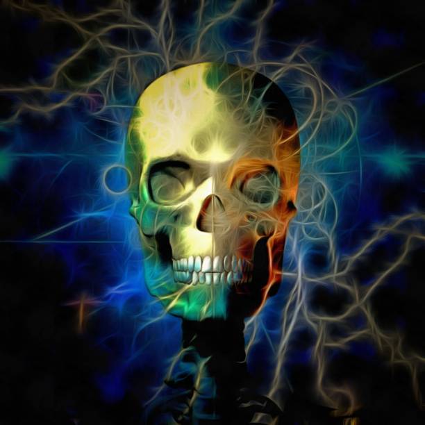 Skull art painting. 3D rendering