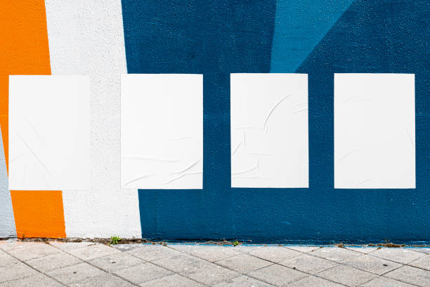 istock geometrical wall and four white glued wrinkled poster templates 1404191671