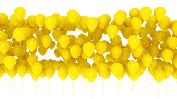 Yellow balloons isolated background