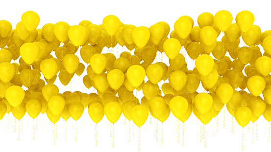 Yellow balloons isolated background