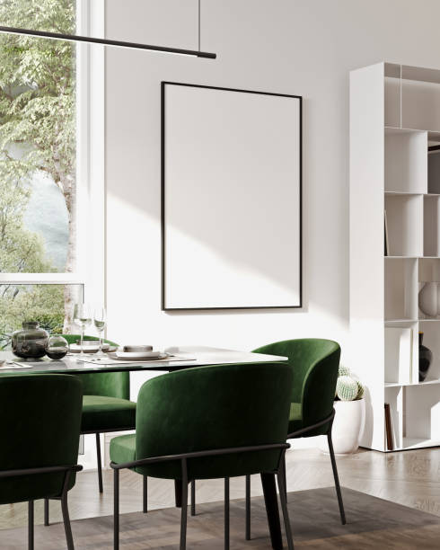 istock Mock up poser with dining table, 3d illustration 1404197226