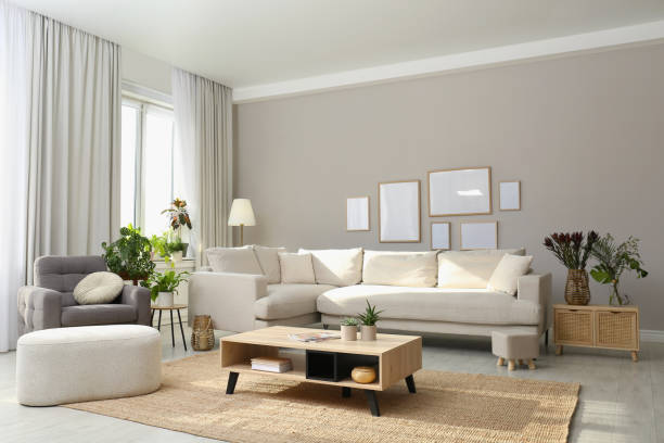 istock Beautiful living room interior with comfortable sofa 1404199599