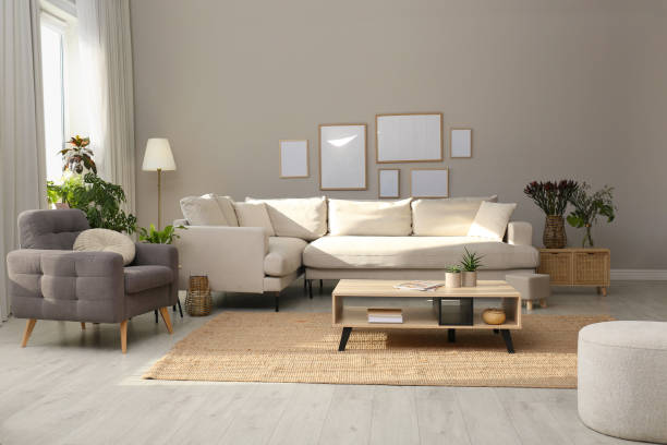 istock Beautiful living room interior with comfortable sofa 1404200366