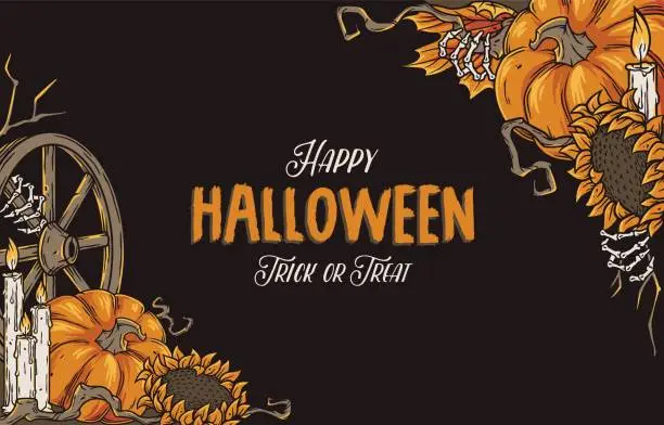 Vector illustration of Halloween pumpkin background for autumn a party