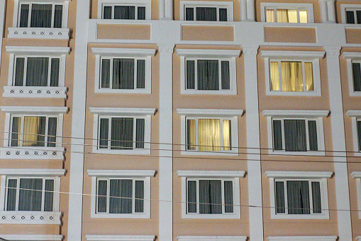 Building hotel with windows