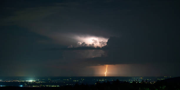 istock Thunderstorm in the Bavarian Forest with dark clouds 1404203993