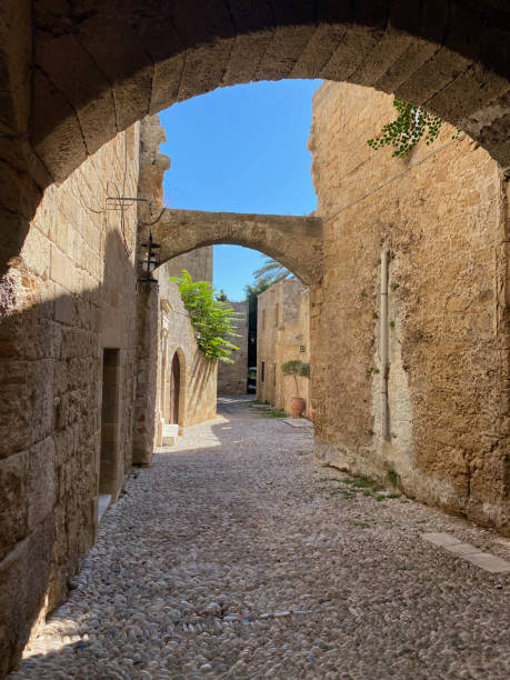 istock Old treet in Rhodes town, Greece 1404206478