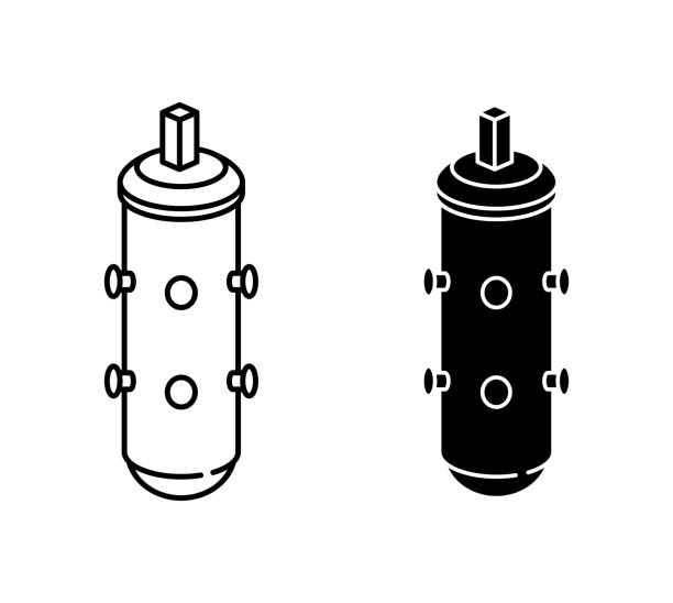 ilustraciones, imágenes clip art, dibujos animados e iconos de stock de pequeño icono de reactor modular, vector - central nuclear