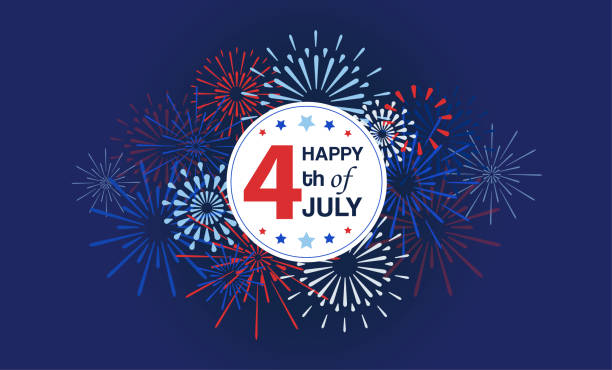 7月4日、アメリカ独立記念日のお祝いの背景 - アメリカ独立記念日点のイラスト素材／クリップアート素材／マンガ素材／アイコン素材