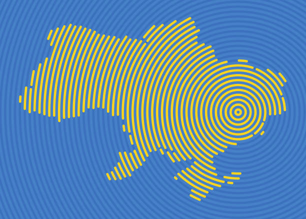 ilustraciones, imágenes clip art, dibujos animados e iconos de stock de mapa de ucrania diseño de líneas texturizadas - ukraine war