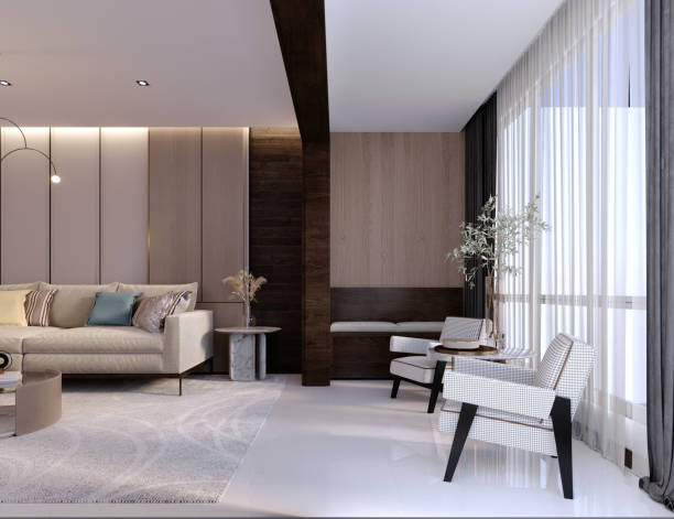 istock 3d rendering,3d illustration, Interior Scene and  Mockup,modern style living room wall decoration. 1404214669