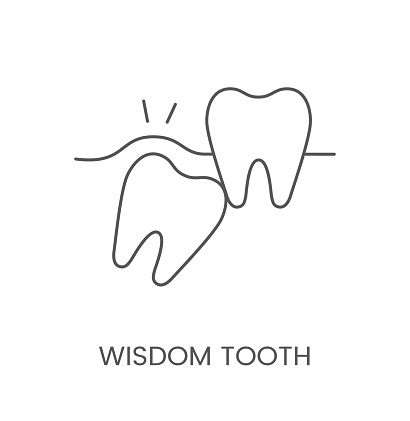 Linear icon wisdom tooth. Vector illustration for dental clinic.