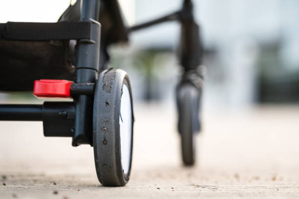 istock Baby stroller wheel with worn out condition. 1404219148