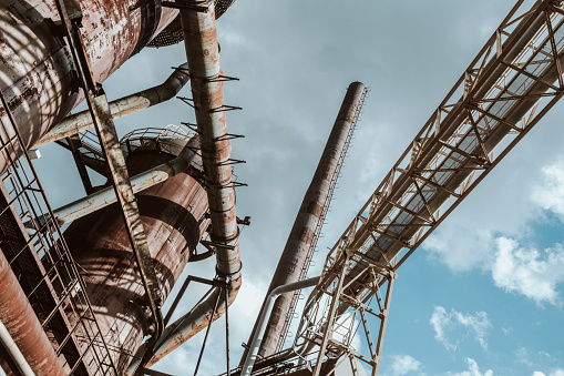 Technological facilities of metallurgical basic industry in closed metallurgical plant in Vitkovice, Ostrava.