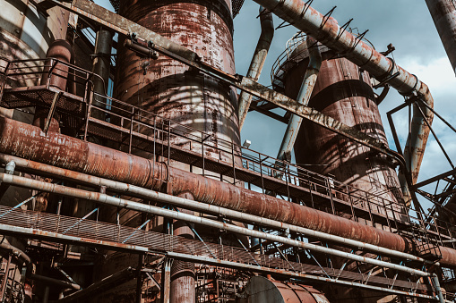 Urbex (urban exploration): rusty heating boilers in an abandoned factory (HDR)