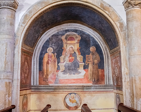 Rome - The Presentation in the Temple fresco in Basilica di Sant Agostino (Augustine) by  Pietro Gagliardi form 19. cent.