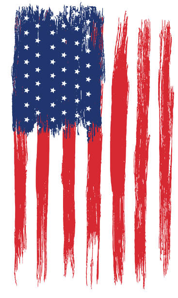 illustrazioni stock, clip art, cartoni animati e icone di tendenza di bandiera americana con vernice a pennello strutturata. - grunge flag