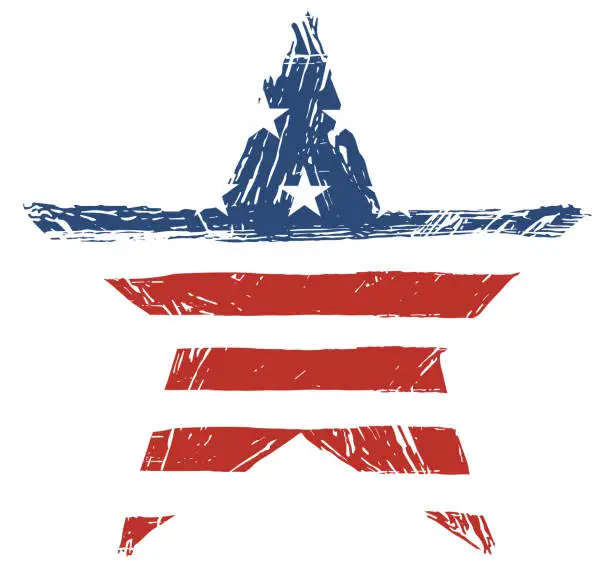 Vector illustration of American flag in star