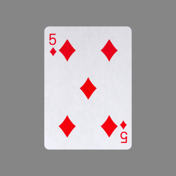 Five of Diamonds. Isolated on a gray background. Gamble. Playing cards. Cards.