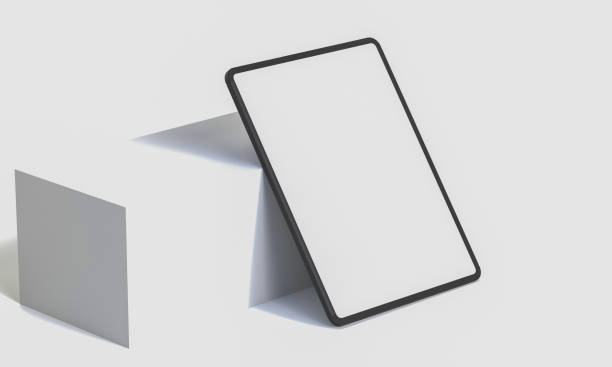 空白のある 3d 空間で電話をシミュレートするアイソメトリック四角形のイラスト 3d レンダリング。さまざまな視点と視点から、アプリケーションのためにロックアップするのに役立ちます� - ipad 3 ストックフォトと画像