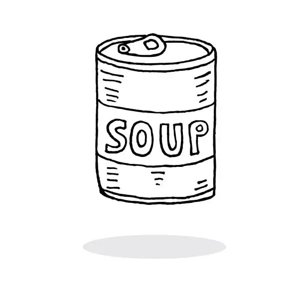Vector illustration of Hand drawn canned soup vector illustration.